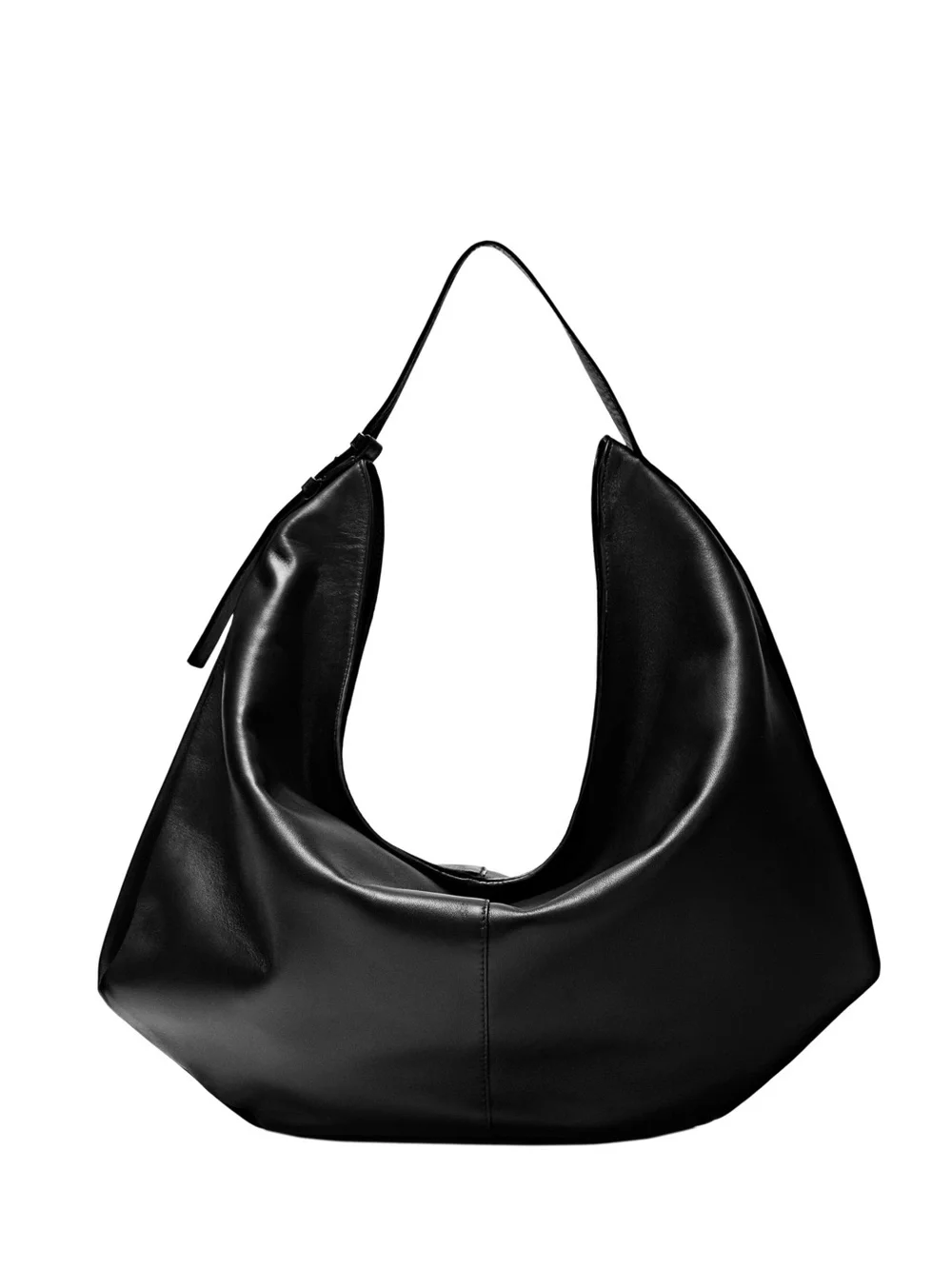 Massimo Dutti leather Black Hobo Shoulder Bag